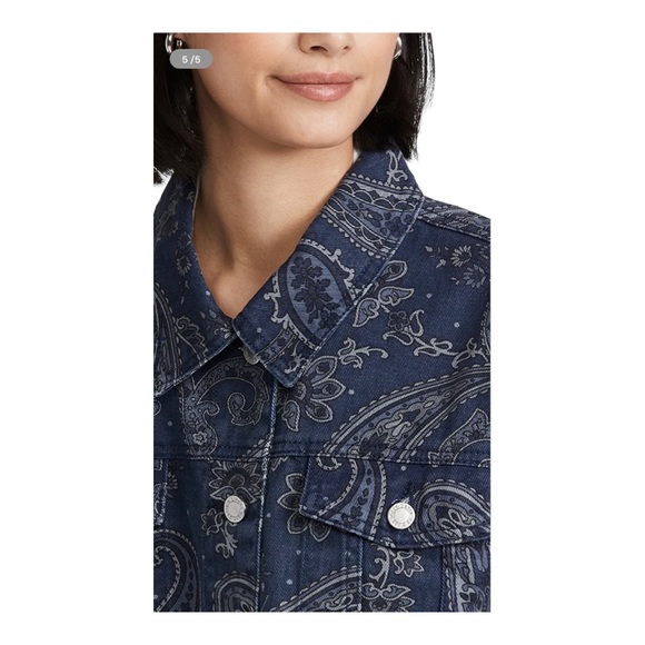 ✨WeWoreWhat✨Cropped Jean Jacket in Night Sky Size XS/S - Picture 6 of 10